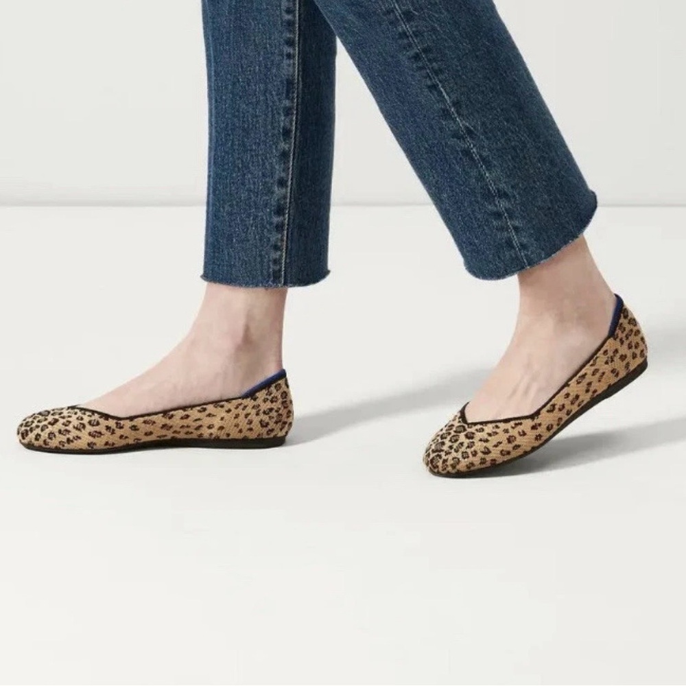 Rothy’s The Flat Classic Cheetah Print Knit Ballet Flats Shoes Women’s 10.5 - Picture 5 of 14